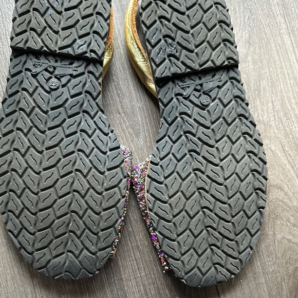 Gold Glitter Flats with Open Back Design - Picture 6 of 7